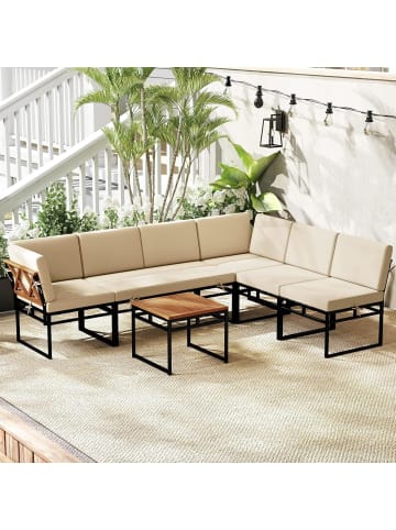 COSTWAY 6 tlg. Gartenmöbel Set in Beige