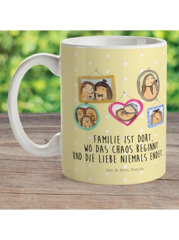 Mr. & Mrs. Panda Kaffeetasse Igel Familie mit Spruch in Gelb Pastell