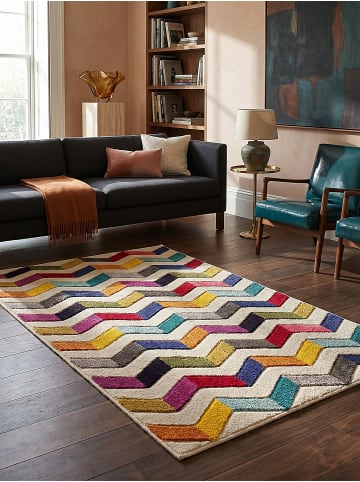 KADIMA DESIGN Kurzflor-Teppich Pflegeleicht MEON Geometrisch Streifen Wohnzimmer