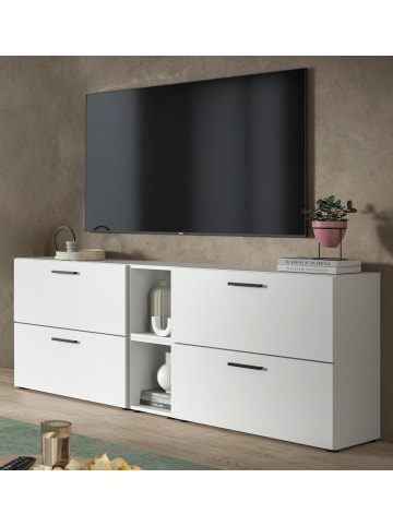 Inn.Furn TV-Lowboard in weiß und Artisan Eiche, Fernsehtisch 176 cm hängend / stehend
