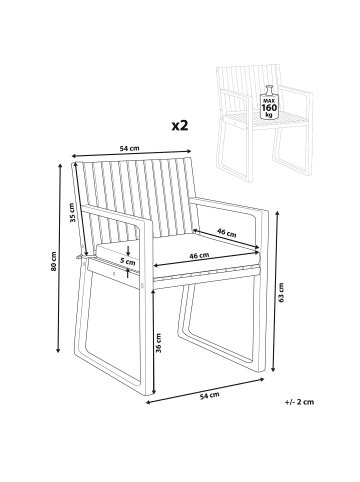 Beliani 4er-Set Gartenstuhl SASSARI PREMIUM  in Braun/Grau