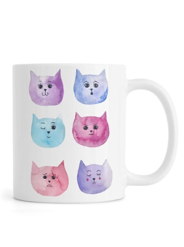 Juniqe Tasse "Feline Feelings" in Rosa & Violett