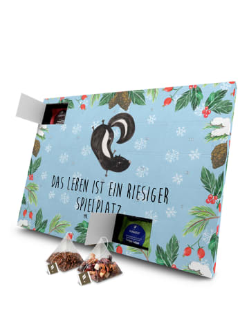 Mr. & Mrs. Panda Advents-Teekalender Stinktier Handstand mit Spruch in Eisblau