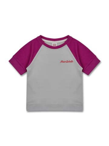 MANITOBER Kurzarm Sweatshirt in Gray/Berry