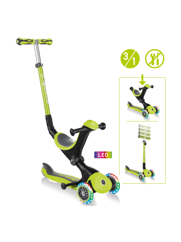 GLOBBER GO-UP DELUXE LIGHTS in lime grün, mit Leuchtrollen
