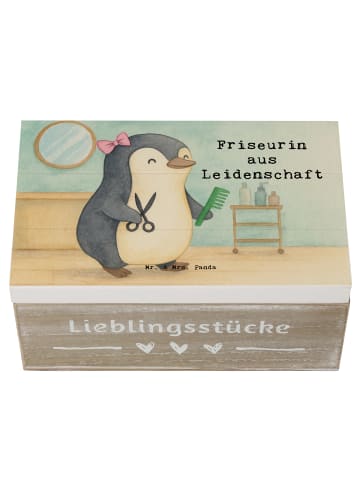 Mr. & Mrs. Panda Geschenkbox Friseurin Leidenschaft Design mit S... in Weiß