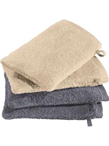 Erwin Müller Frottier Waschhandschuhe 4er-Pack Bühl in beige/grau