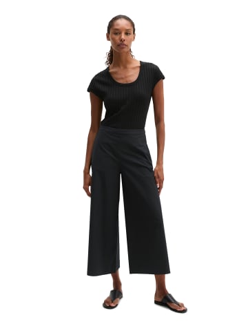 Marc O'Polo Pointelle-T-Shirt slim in Schwarz