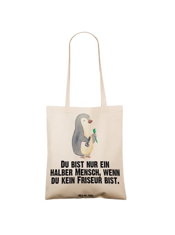 Mr. & Mrs. Panda Tasche Friseur Herz mit Spruch in Creme