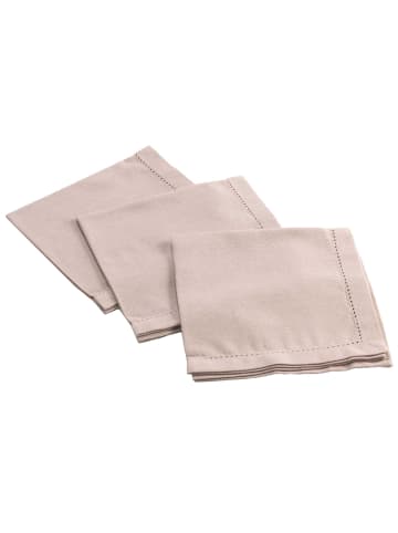 Douceur d’Intérieur Servietten aus Baumwolle CHARLINE, 3er-Set in Leinenbeige, 40 x 40 cm