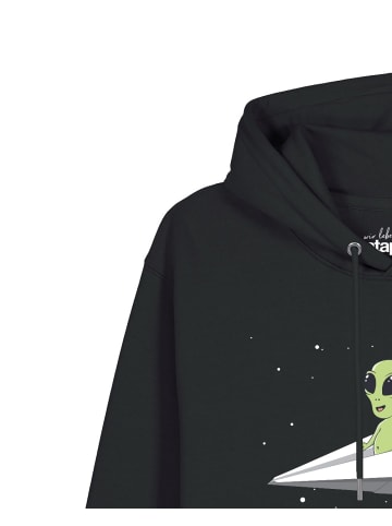 wat? Apparel Sweatshirt Alien on a paper plane in Schwarz