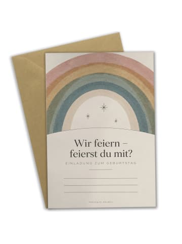Mr. & Mrs. Panda Glückwunschkarte Regenbogen minimalistisch Desi... in Weiß