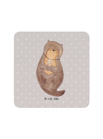 Mr. & Mrs. Panda Tischuntersetzer Otter Muschel ohne Spruch in Grau Pastell