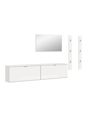ebuy24 Garderobenmöbelset ProjektX (4-teilig) Weiß 237 x 32 cm