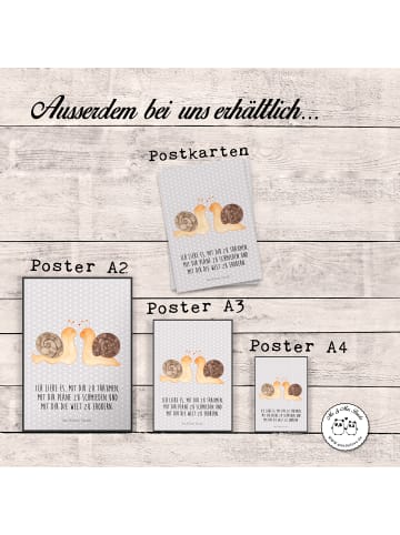 Mr. & Mrs. Panda Poster Schnecken Liebe mit Spruch in Grau Pastell