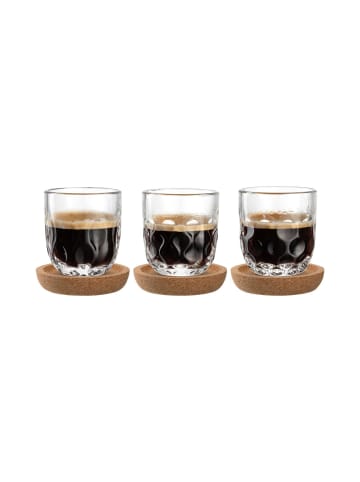 LEONARDO 3er Set Espresso-Set mit Untersetzer Gocce in 60 ml in transparent