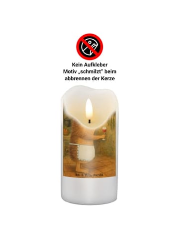 Mr. & Mrs. Panda Schmuckkerze Igel Wein Design ohne Spruch in Weiß