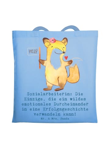 Mr. & Mrs. Panda Shopping Tasche Sozialarbeiterin Erfolg mit Spruch in Sky Blue