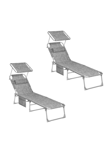 SONGMICS 2er-Set: Gartenliege in Grau - (B)53 x (H)29 x (T)193 cm