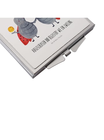 Mr. & Mrs. Panda Schminkspiegel Sternzeichen Zwilling mit Spruch in Weiß