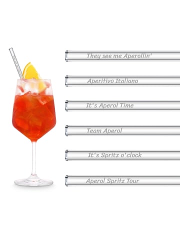 HÅLM Aperol Spritz Sprüche gravierte Glasstrohhalme mit 6 lustigen Trinksprüchen