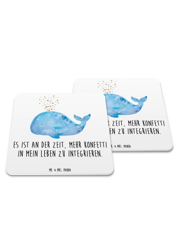 Mr. & Mrs. Panda Bierdeckel Wal Konfetti mit Spruch in Weiß