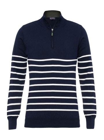 Felix Hardy Halber Reißverschluss Gestreifter Pullover in navy