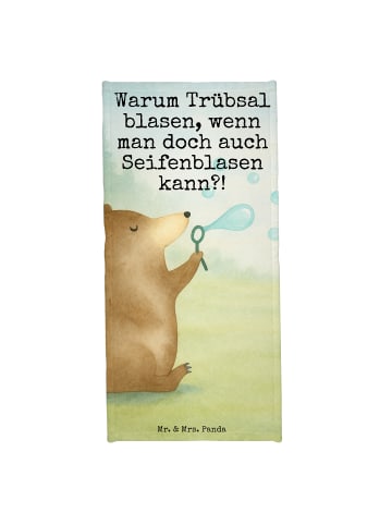 Mr. & Mrs. Panda Badehandtuch Bär Seifenblasen Design mit Spruch in Weiß