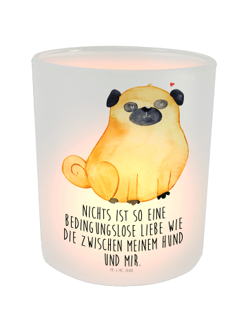 Mr. & Mrs. Panda Teelichthalter Mops mit Spruch in Transparent