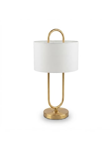 relaxdays Tischlampe in Weiß/ Gold - (H)55 x Ø 30,5 cm