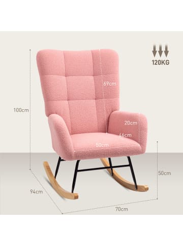 HOMCOM Schaukelstuhl-94L x 70B x 100H cm-Rosa