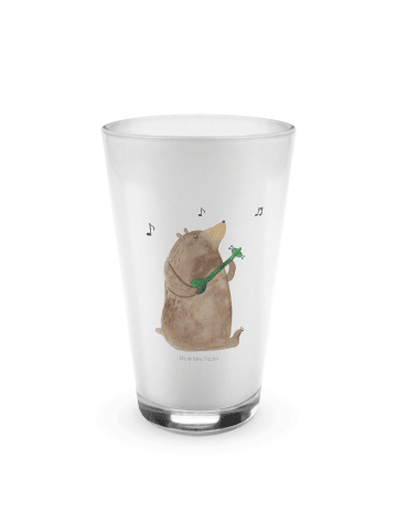 Mr. & Mrs. Panda Latte Macchiato Glas Bär Gitarre ohne Spruch in Transparent