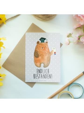 Mr. & Mrs. Panda valentinstagskarte Bär Prüfung mit Spruch in Grau Pastell