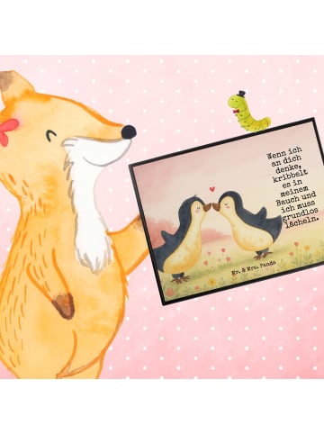 Mr. & Mrs. Panda Schreibtisch Matte Pinguine Kuss Design mit Spruch in Weiß