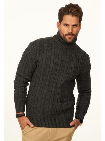 DAILY COTTON Strickpullover - als Grobstrick Pulli mit Zopfmuster für Herren in Anthra