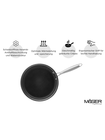 Mäser Crêpe-Pfanne 28 cm, Edelstahl Hestia Keramik in Silber / Schwarz