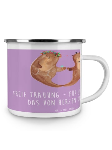 Mr. & Mrs. Panda Trinkbecher Freie Trauung Jawort mit Spruch in Lavendeltraum