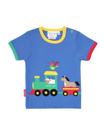 Toby Tiger T-Shirt mit Eisenbahn Applikation in blau