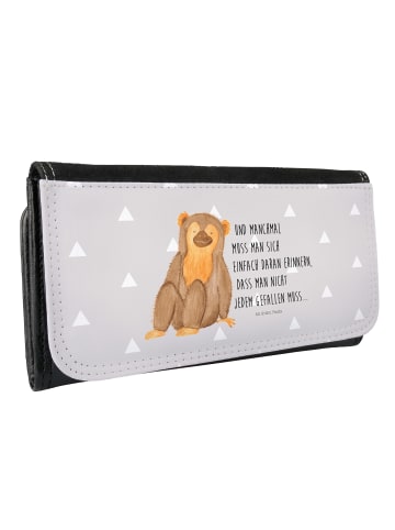 Mr. & Mrs. Panda Portemonnaie für Damen Affe mit Spruch in Grau Pastell