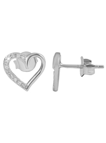 Adeliás Damen Anhänger – Herzanhänger aus 925 Silber mit Zirkonia in silber