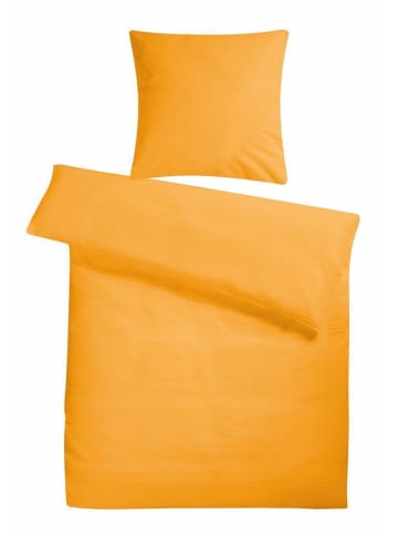 Carpe Sonno Seersucker Bettwäsche-Set Uni in Orange