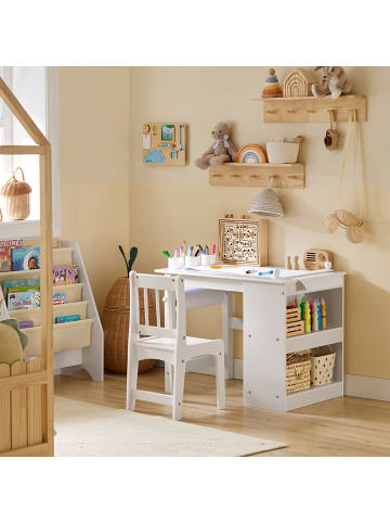 SoBuy Kinder-Schreibtisch mit Stuhl in Hochglanzweiß - (W) 45 x (H) 66 x (L) 80 cm