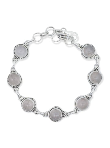 mantraroma 925er Silber - Armbänder (L) 20 cm mit Rosenquarz