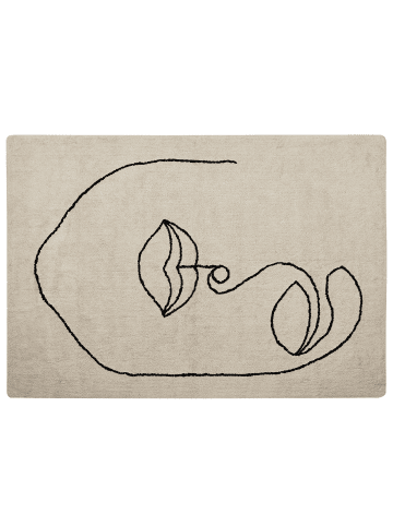 Beliani Kurzflor BAYIR in Beige/Schwarz - (W) 160 x (H) 0.9 x (L) 230 cm