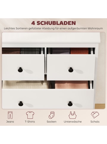 HOMCOM Kommode in Weiß 74L x 35B x 97H cm