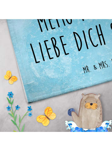 Mr. & Mrs. Panda Handtuch Pinguin Kokosnuss mit Spruch in Eisblau