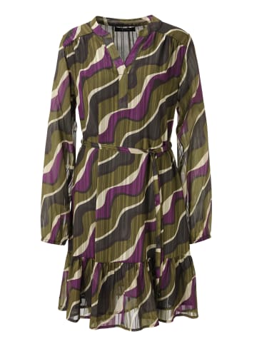 Aniston CASUAL Blusenkleid in moosgrün-anthrazit-bordeaux-hellbeige-goldfarben