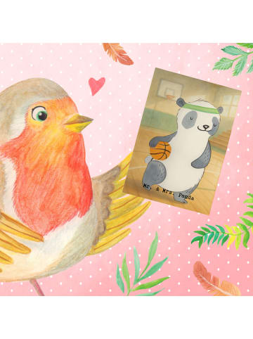 Mr. & Mrs. Panda Klappkarte Panda Basketball Design ohne Spruch in Weiß