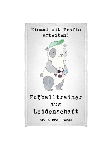 Mr. & Mrs. Panda Handtuch Fußballtrainer Leidenschaft mit Spruch in Weiß