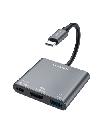 Wozinsky WHCH-01 USB C Hub 100W HDMI 4K Grau